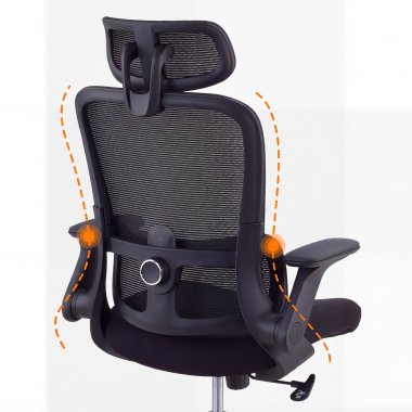 cadeira ergonomica preto dexter malha mesh bracos rebativeis apoio lombar apoio de cabeca 8