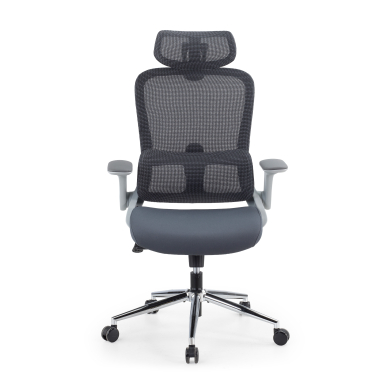 cadeira ergonomica cinza dexter malha mesh bracos rebativeis apoio lombar apoio de cabeca 3