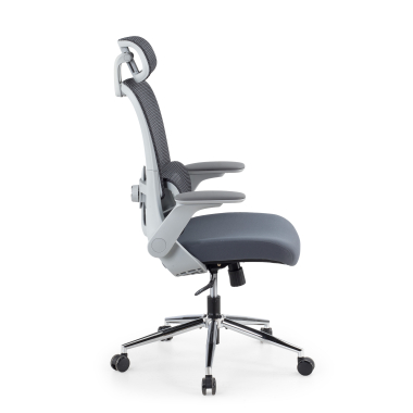 cadeira ergonomica cinza dexter malha mesh bracos rebativeis apoio lombar apoio de cabeca 4
