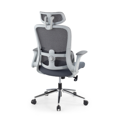 cadeira ergonomica cinza dexter malha mesh bracos rebativeis apoio lombar apoio de cabeca 11
