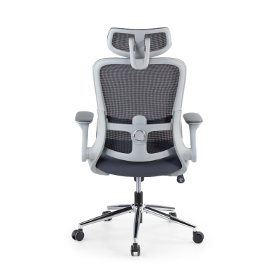 cadeira ergonomica cinza dexter malha mesh bracos rebativeis apoio lombar apoio de cabeca 6