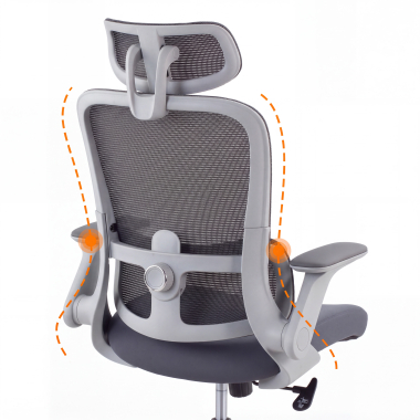 cadeira ergonomica cinza dexter malha mesh bracos rebativeis apoio lombar apoio de cabeca 7