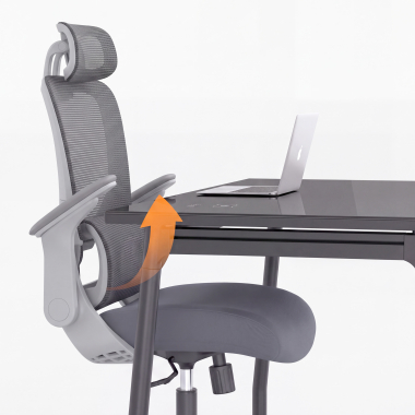 cadeira ergonomica cinza dexter malha mesh bracos rebativeis apoio lombar apoio de cabeca 13