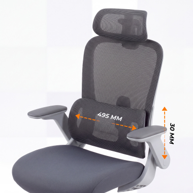 cadeira ergonomica cinza dexter malha mesh bracos rebativeis apoio lombar apoio de cabeca 5