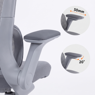 cadeira ergonomica cinza dexter malha mesh bracos rebativeis apoio lombar apoio de cabeca 10