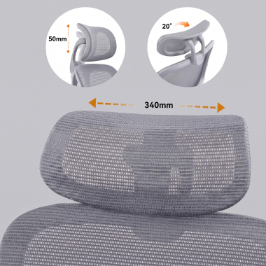 cadeira ergonomica cinza dexter malha mesh bracos rebativeis apoio lombar apoio de cabeca 9