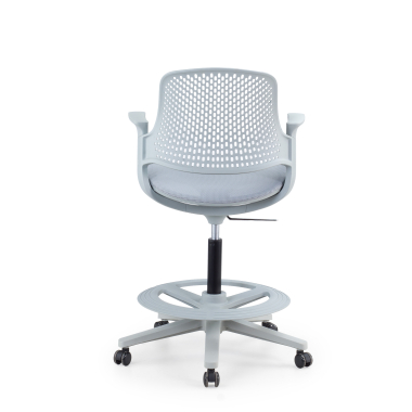 banco ergonomico cinza dorian malha mesh bracos fixos 9