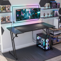 Secretária gaming Voltage, acabamento em fibra de carbono, 120x60cm