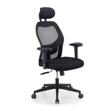 cadeira home office preto com apoio de cabeca malha mesh bracos regulaveis 2d apoio lombar apoio de cabeca 1