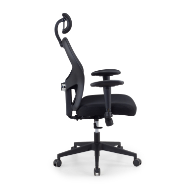 cadeira home office preto com apoio de cabeca malha mesh bracos regulaveis 2d apoio lombar apoio de cabeca 4