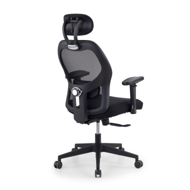 cadeira home office preto com apoio de cabeca malha mesh bracos regulaveis 2d apoio lombar apoio de cabeca 8