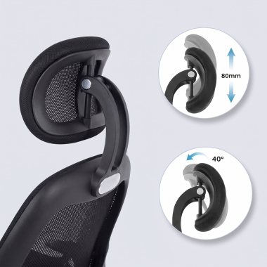cadeira home office preto com apoio de cabeca malha mesh bracos regulaveis 2d apoio lombar apoio de cabeca 12