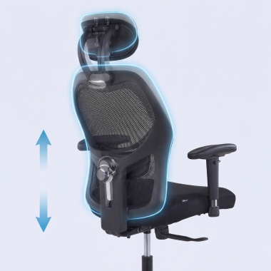 cadeira home office preto com apoio de cabeca malha mesh bracos regulaveis 2d apoio lombar apoio de cabeca 7