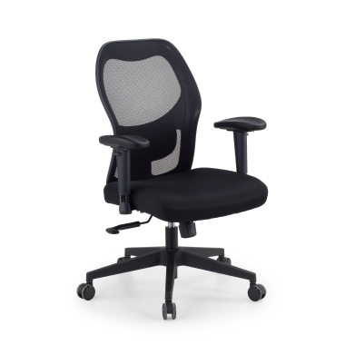 cadeira home office preto sem apoio de cabeca malha mesh bracos regulaveis 2d apoio lombar 1