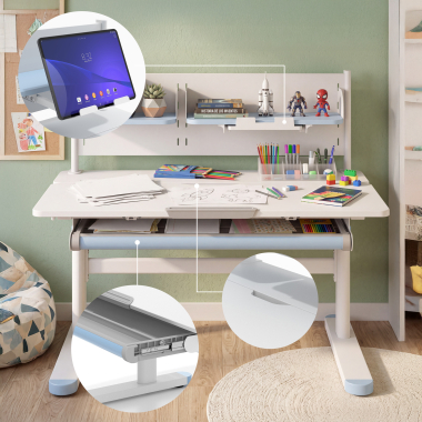 mesa de escritorio juvenil branco azul ergokid 7