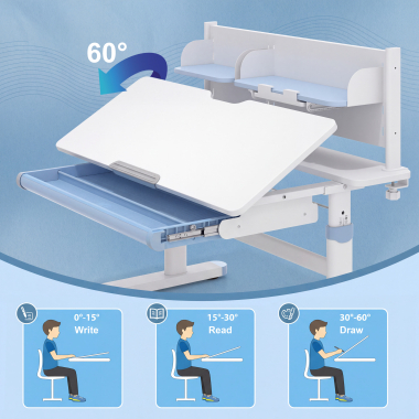mesa de escritorio juvenil branco azul ergokid 8