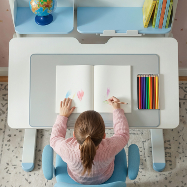 mesa de escritorio juvenil branco azul ergokid 5