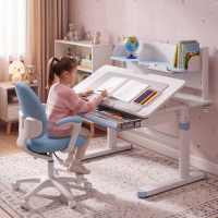 Secretária infantil ErgoKid, multifuncional e regulável, com gaveta extraível, 100x60cm