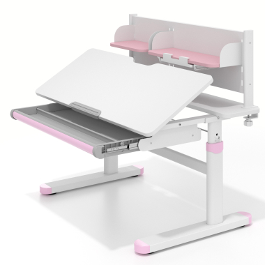 mesa de escritorio juvenil branco rosa ergokid 12