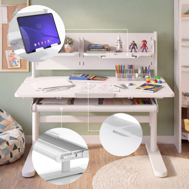 mesa de escritorio juvenil branco cinzento ergokid 7