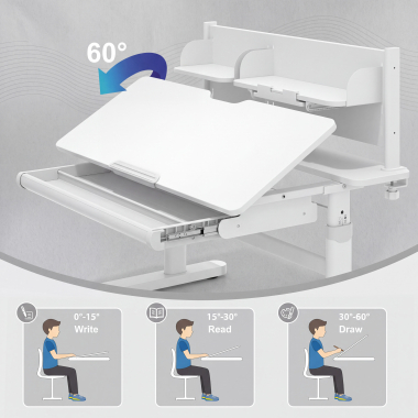 mesa de escritorio juvenil branco cinzento ergokid 8