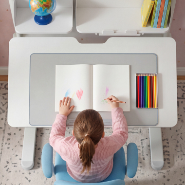 mesa de escritorio juvenil branco cinzento ergokid 5