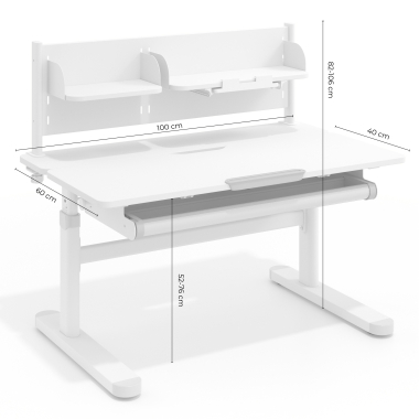mesa de escritorio juvenil branco cinzento ergokid 15