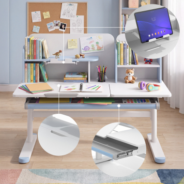 mesa de escritorio juvenil branco azul ergokid 7