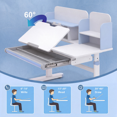 mesa de escritorio juvenil branco azul ergokid 6
