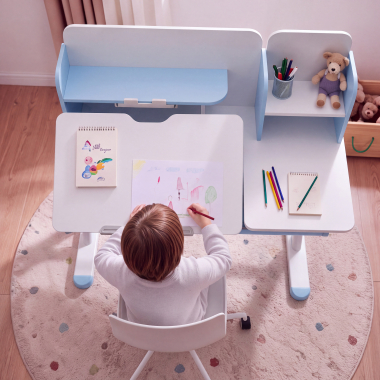 mesa de escritorio juvenil branco azul ergokid 4
