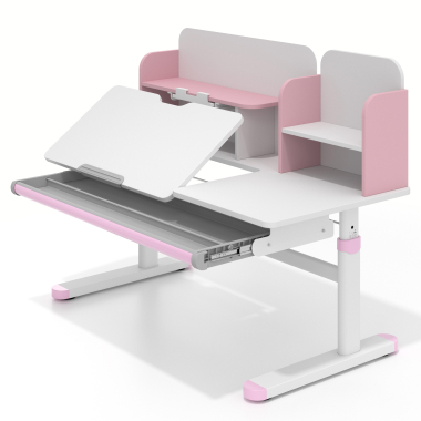 mesa de escritorio juvenil branco rosa ergokid 12