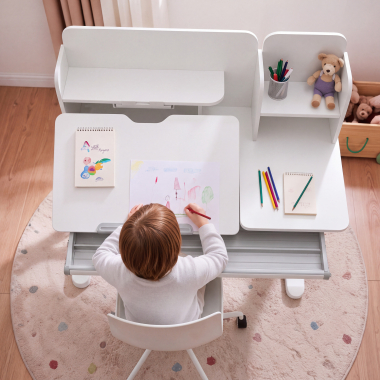 mesa de escritorio juvenil branco cinzento ergokid 4
