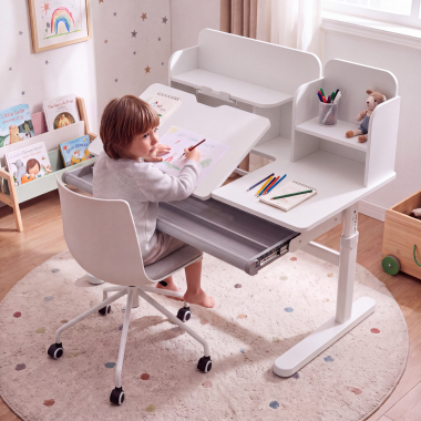 mesa de escritorio juvenil branco cinzento ergokid 2