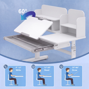 mesa de escritorio juvenil branco cinzento ergokid 7