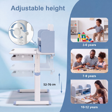 mesa de escritorio juvenil branco azul ergokid 5