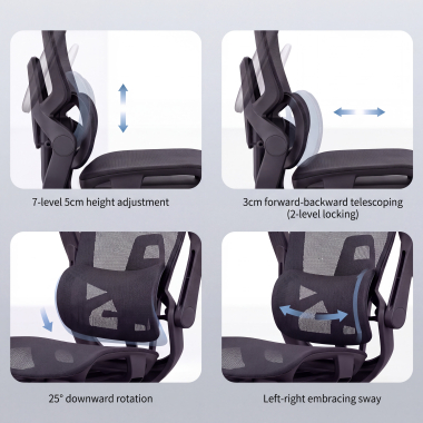cadeira ergonomica preto halo z3 malha mesh bracos regulaveis 4d apoio lombar apoio de cabeca apoio de pes extensivel 6
