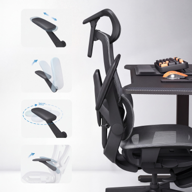 cadeira ergonomica preto halo z3 malha mesh bracos regulaveis 4d apoio lombar apoio de cabeca apoio de pes extensivel 7