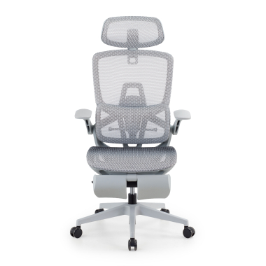 cadeira ergonomica branco cinzento halo z3 malha mesh bracos regulaveis 4d apoio lombar apoio de cabeca apoio de pes extensivel 3