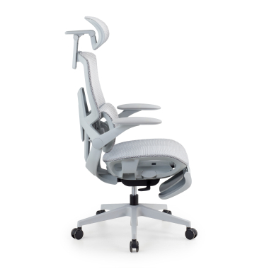 cadeira ergonomica branco cinzento halo z3 malha mesh bracos regulaveis 4d apoio lombar apoio de cabeca apoio de pes extensivel 4