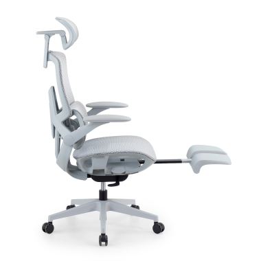cadeira ergonomica branco cinzento halo z3 malha mesh bracos regulaveis 4d apoio lombar apoio de cabeca apoio de pes extensivel 12