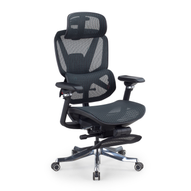 cadeira ergonomica preto glide ultra malha mesh bracos regulaveis 5d apoio lombar apoio de cabeca apoio de pes extensivel 1