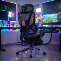 Cadeira ergonómica de gama alta Glide Ultra, apoio lombar 4D e apoio para os pés