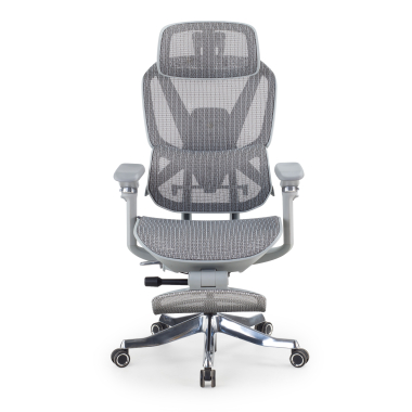 cadeira ergonomica branco cinzento glide ultra malha mesh bracos regulaveis 5d apoio lombar apoio de cabeca apoio de pes extensivel 3