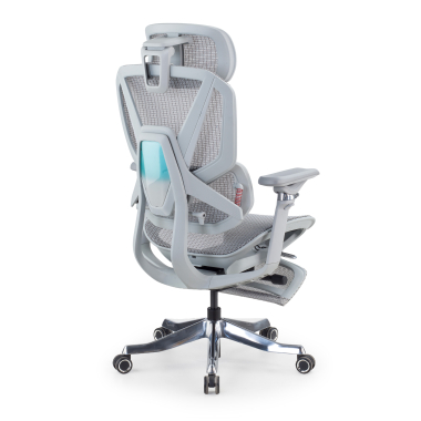 cadeira ergonomica branco cinzento glide ultra malha mesh bracos regulaveis 5d apoio lombar apoio de cabeca apoio de pes extensivel 10