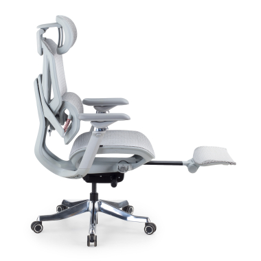 cadeira ergonomica branco cinzento glide ultra malha mesh bracos regulaveis 5d apoio lombar apoio de cabeca apoio de pes extensivel 12