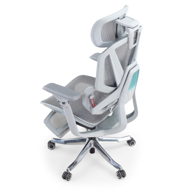 cadeira ergonomica branco cinzento glide ultra malha mesh bracos regulaveis 5d apoio lombar apoio de cabeca apoio de pes extensivel 15