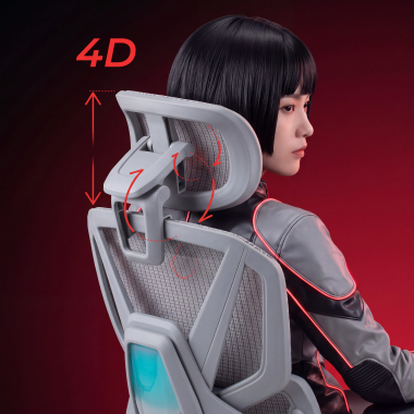 cadeira ergonomica branco cinzento glide ultra malha mesh bracos regulaveis 5d apoio lombar apoio de cabeca apoio de pes extensivel 11
