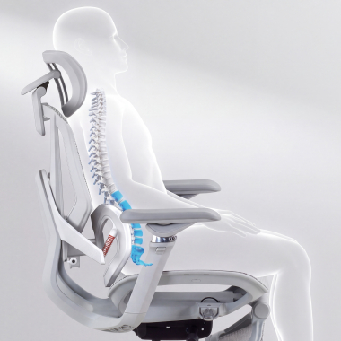 cadeira ergonomica branco cinzento glide ultra malha mesh bracos regulaveis 5d apoio lombar apoio de cabeca apoio de pes extensivel 9