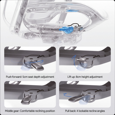 cadeira ergonomica branco cinzento glide ultra malha mesh bracos regulaveis 5d apoio lombar apoio de cabeca apoio de pes extensivel 14