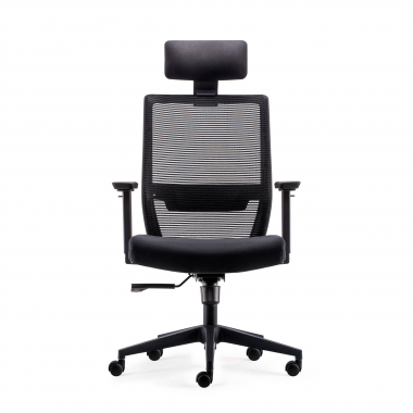 cadeira giratoria preto com apoio de cabeca malha mesh bracos moveis apoio lombar apoio de cabeca 3